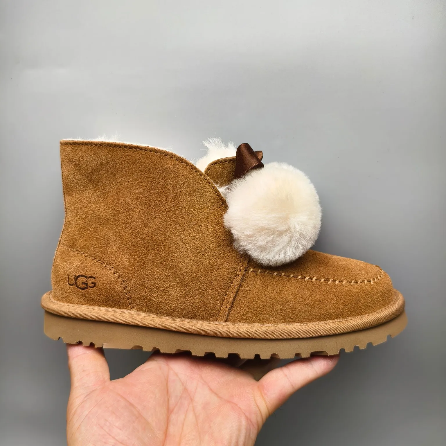 💰560 UGG sheepskin all-in-one snow boots 3517 double fur ball Kailin casual shoes Color: Maroon Sand Matching size: 35-40